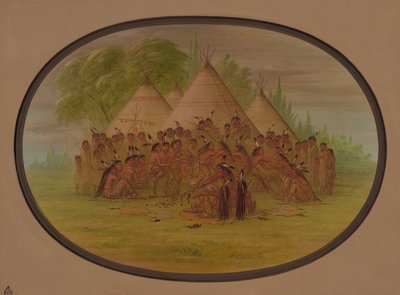 Pipe Dance - Assinneboine, 18611869. alkotó: George Catlin