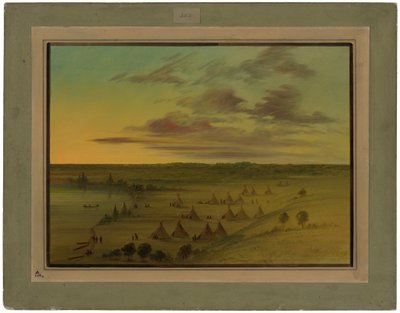 Sioux Village – Hattyúk tava alkotó: George Catlin