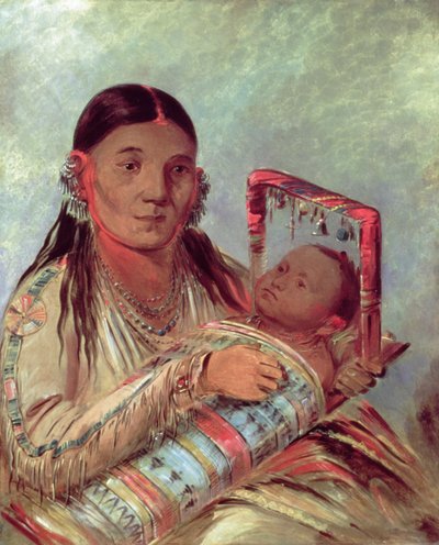 sziú anya és baba, 1830 körül (olaj, vászon) alkotó: George Catlin