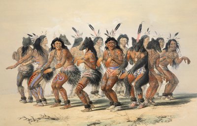 A Medvetánc részlet, kocsma. 1845-ös színes litográfia. alkotó: George Catlin