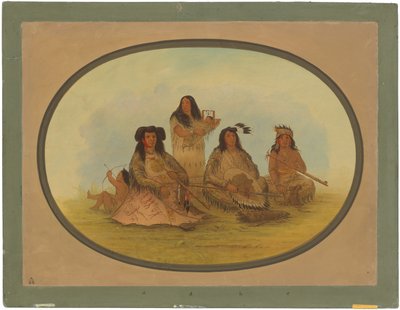 A sziú főnök több indiánnal alkotó: George Catlin