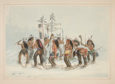 A Hócipő Tánc, pl. 14. az észak-amerikai indiánok portfóliójából alkotó: George Catlin