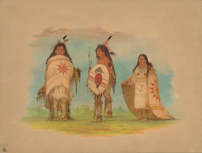 Három Riccarree indián, 1861. alkotó: George Catlin