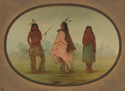 Két apacs harcos és egy nő, 18551869. alkotó: George Catlin