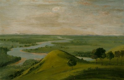A Vörös-folyó és a False Washita találkozásának látképe, Texasban alkotó: George Catlin