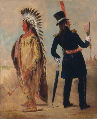 Wi-jún-jon, Galambtojás feje Washingtonba induló és onnan visszatérő fény, 1837-1839. alkotó: George Catlin