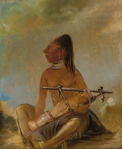 Nő és gyermek, amely megmutatja, hogyan lapítják le a gyermekek fejét alkotó: George Catlin