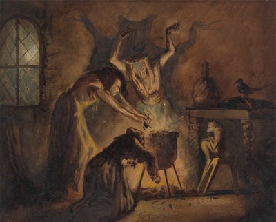 Három boszorkány jelenete Shakespeare Macbeth című művéből alkotó: George Cattermole
