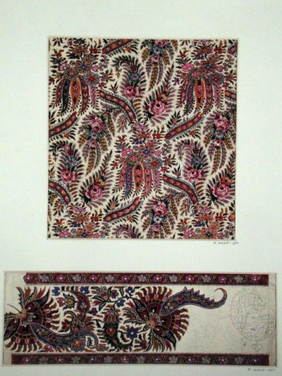 Paisley kendők szövettervei, 1871 körül (gouache, papír) alkotó: George Charles Haite