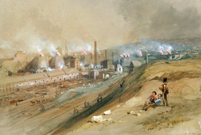 Dowlais Ironworks (akvarell, papír) alkotó: George Childs