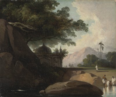 Indiai táj templommal alkotó: George Chinnery