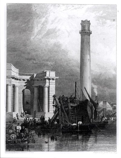 A Shot Tower és a Waterloo híd, metszett G. Cooke alkotó: George Clarkson (after) Stanfield