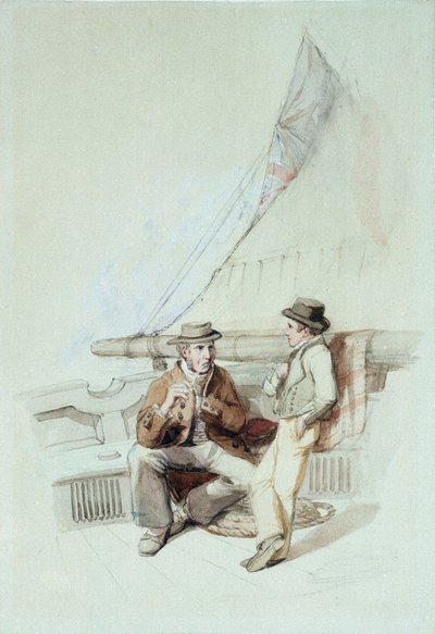Bramble-t és Jacket egy francia kikötőbe viszik alkotó: George Clarkson Stanfield