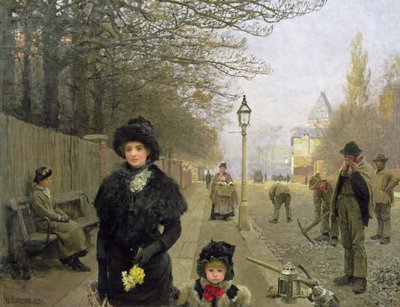 Egy tavaszi reggel, Haverstock Hill, 1881 alkotó: George Clausen