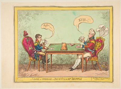 A Game of Cribbage vagy Boneys Last Shuffle, 1814. június 6. alkotó: George Cruikshank