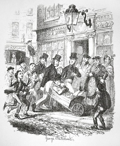 Zsebtolvaj őrizetben, 1835 körül (metszet) alkotó: George Cruikshank