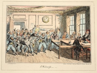 Egy tanú a Greenwich Kórházból, Haditengerészeti vázlatok sorozata, Egy háborús ember életének leírása, kocsma. 1825 (kézzel színezett metszet) alkotó: George Cruikshank