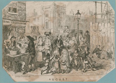 Egy forgalmas piaci jelenet alkotó: George Cruikshank