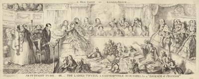 Szatirikus rajzfilm a Queens Benchről alkotó: George Cruikshank