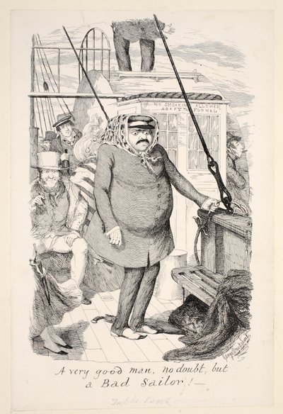 Kétségtelenül nagyon jó ember, de rossz tengerész!, kocsma. 1845 alkotó: George Cruikshank