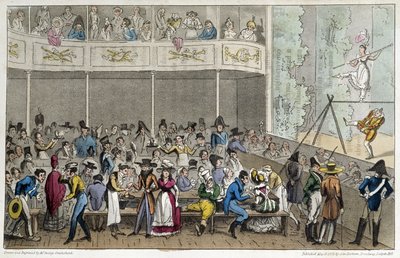 Acrobat show a Café de la Paix-ban – David Carey, London „Life in Paris” című filmjében alkotó: George Cruikshank