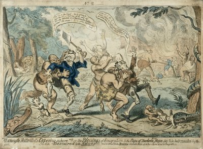 Az All Within the Hottentots Capering Ashore..., megjelent 1819. szeptember 7-én alkotó: George Cruikshank