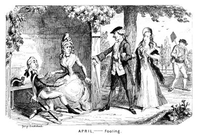 Április - Bolondozás, 1839. alkotó: George Cruikshank