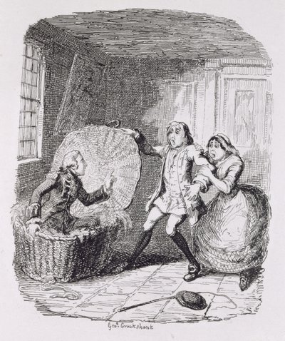 Booth fedezte fel a Hamperben, az "Amelia"-ból, a művész metszete, illusztráció a "The Works of Henry Fielding" című kötetből, kiadó: Henry G. Bohn, 1853. alkotó: George Cruikshank
