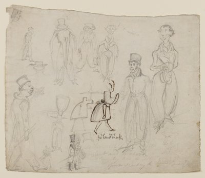 Karaktertanulmányok (ceruza, toll és tinta papíron) alkotó: George Cruikshank