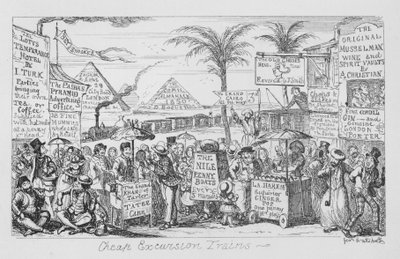 Olcsó kirándulóvonatok, azaz a tömegturizmus elképzelt jövője (metszet) alkotó: George Cruikshank