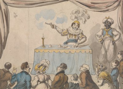 Varázsló pisztollyal és kártyákkal alkotó: George Cruikshank