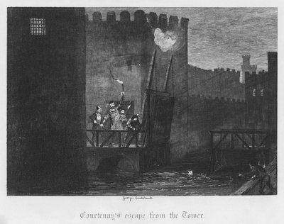 Courtenay szökése a toronyból (metszet) alkotó: George Cruikshank