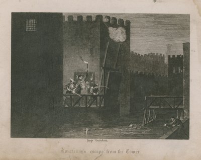 Courtenay szökése a toronyból alkotó: George Cruikshank