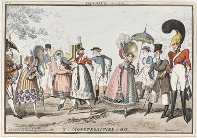„Dandies of 1817 & Monstrosities of 1818”, 1818 (színes rézkarc) alkotó: George Cruikshank