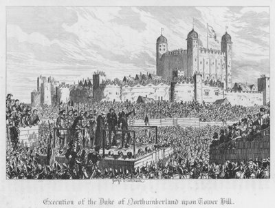 Northumberland hercegének kivégzése a Tower Hillen (metszet) alkotó: George Cruikshank