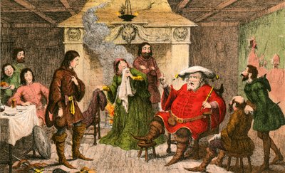 Falstaff játssza a király szerepét. alkotó: George Cruikshank