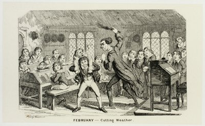 Február - Vágó időjárás George Cruikshank acélmetszeteiből a The Comic Almanacks-hez: 1835-1853 alkotó: George Cruikshank