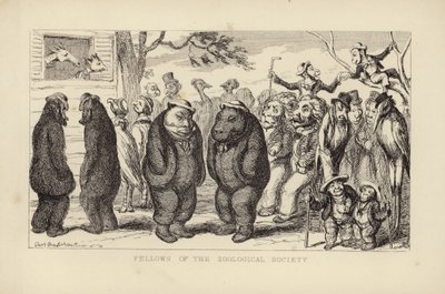 Az Állattani Társaság tagjai alkotó: George Cruikshank