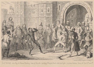 Gloucestershire. Sekély háza előtt: „Henry IV, II. rész”, III. felvonás, II. jelenet alkotó: George Cruikshank