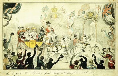Őfelsége Viktória királynő első belépése Brightonba 1837. október 4. alkotó: George Cruikshank