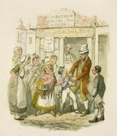 Illusztráció a "Twist Olivérhez" alkotó: George Cruikshank
