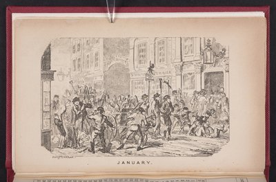Január a The Comic Almanachból alkotó: George Cruikshank