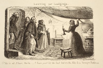 Szállást, kocsmát keresek. 1851 alkotó: George Cruikshank
