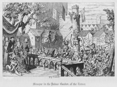 Maszk a torony palotakertjében (metszet) alkotó: George Cruikshank