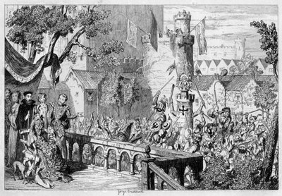 Maszk a Tower of London palotakertjében, 1840. alkotó: George Cruikshank