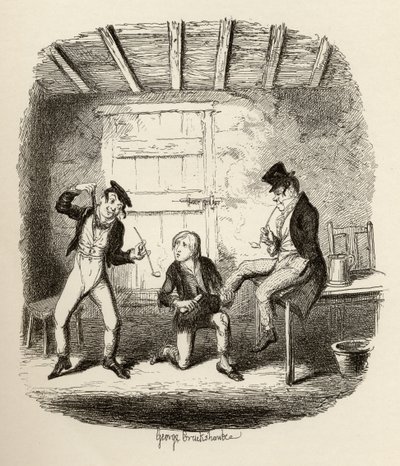Bates mester elmagyaráz egy professzionális technikai részletet, Charles Dickens (1812-70) „The Adventures of Twist” című könyvéből 1838, Chapman und Hall, 1901 alkotó: George Cruikshank