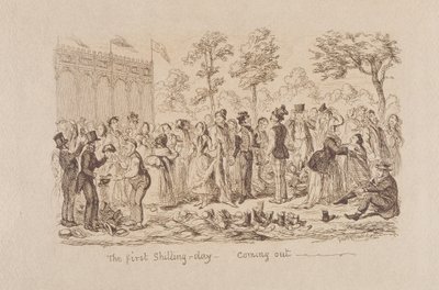 Mayhews 1851-es nagy kiállítás: Az első shilling nap – megjelenés, 1851 alkotó: George Cruikshank
