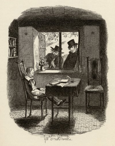 A szerzetesek és a zsidó, Charles Dickens (1812-70) „The Adventures of Twist” című könyvéből, 1838, Chapman und Hall, 1901 alkotó: George Cruikshank