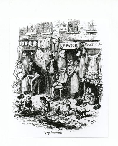 Monmouth Street, 1836 körül alkotó: George Cruikshank