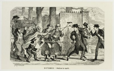 Október - Felmondólevél George Cruikshank acélmetszeteiből a The Comic Almanacks című laphoz: 1835-1853 alkotó: George Cruikshank